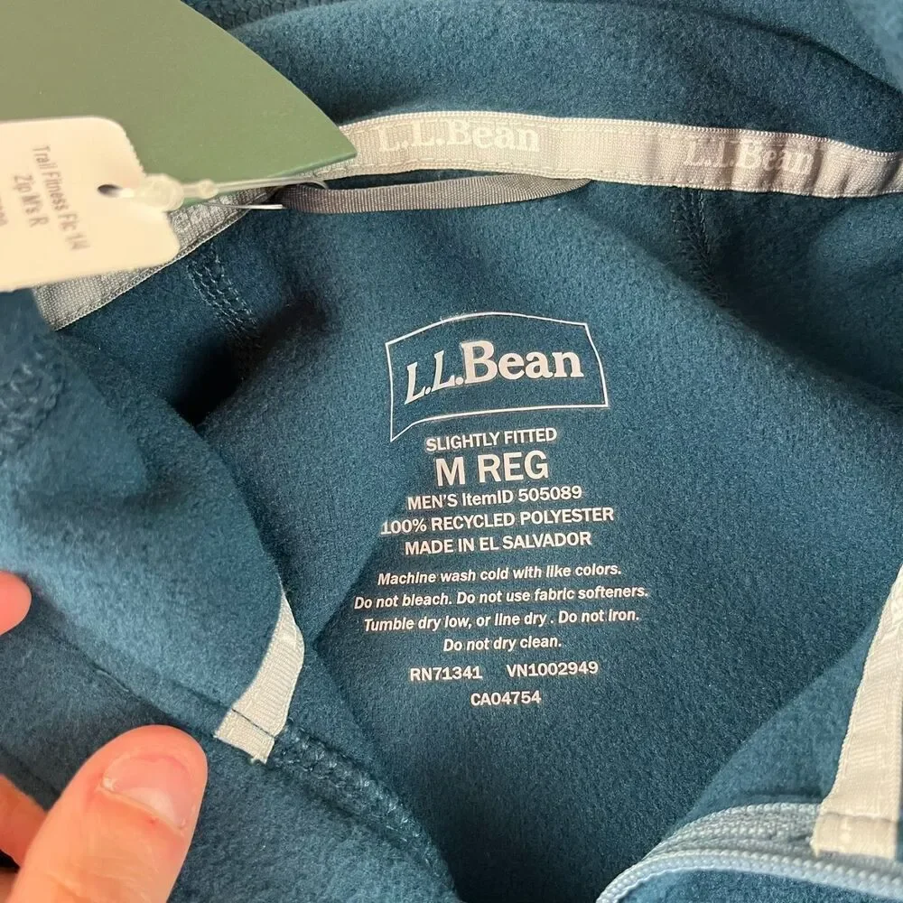 LL Bean Trail Fitness Fleece 1/4 Zip Men's M Blue Pullover Sweater NWT Outdoor